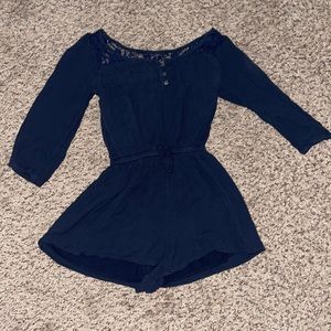 Girls size Small Abercrombie Kids Navy Shorts romper with lace design